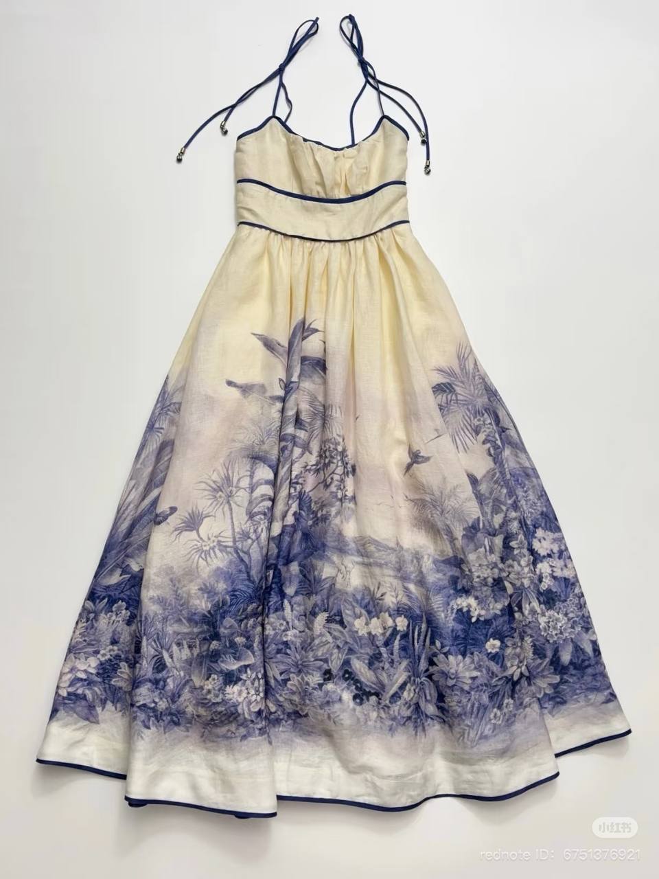 Wylie picnic dress blue palm