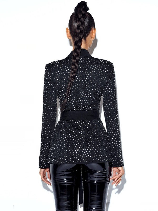 Rhinestone belted coat