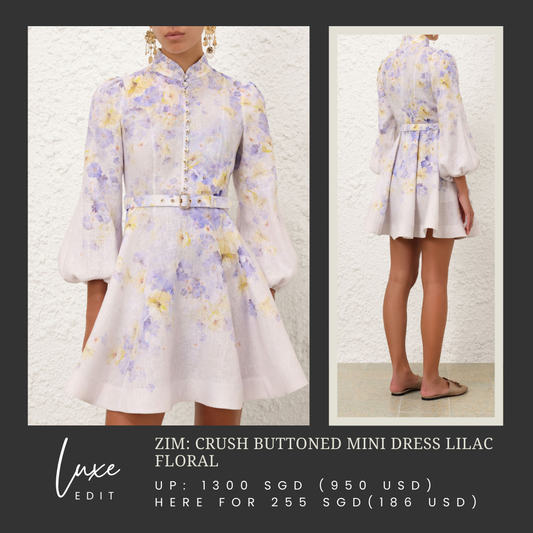 Crush buttoned mini dress lilac floral