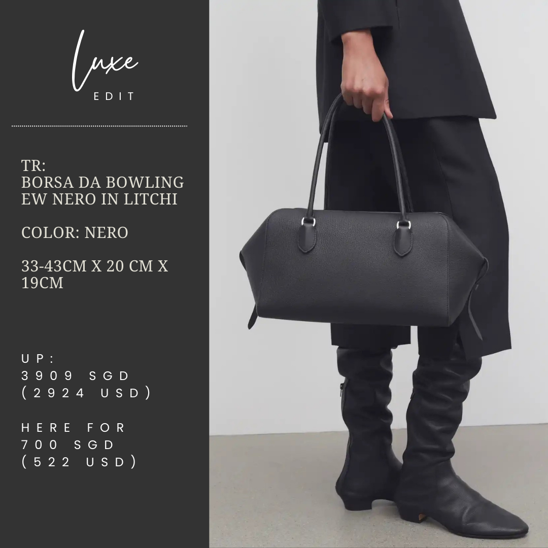 TR: Borsa da bowling EW Nero in Litchi Leather