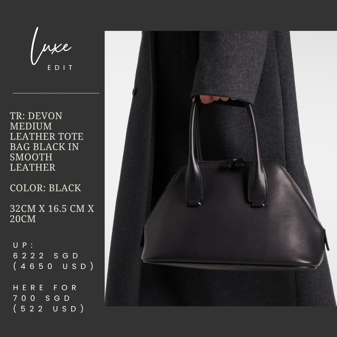 TR: Devon Medium Leather Tote bag Black in Smooth Leather