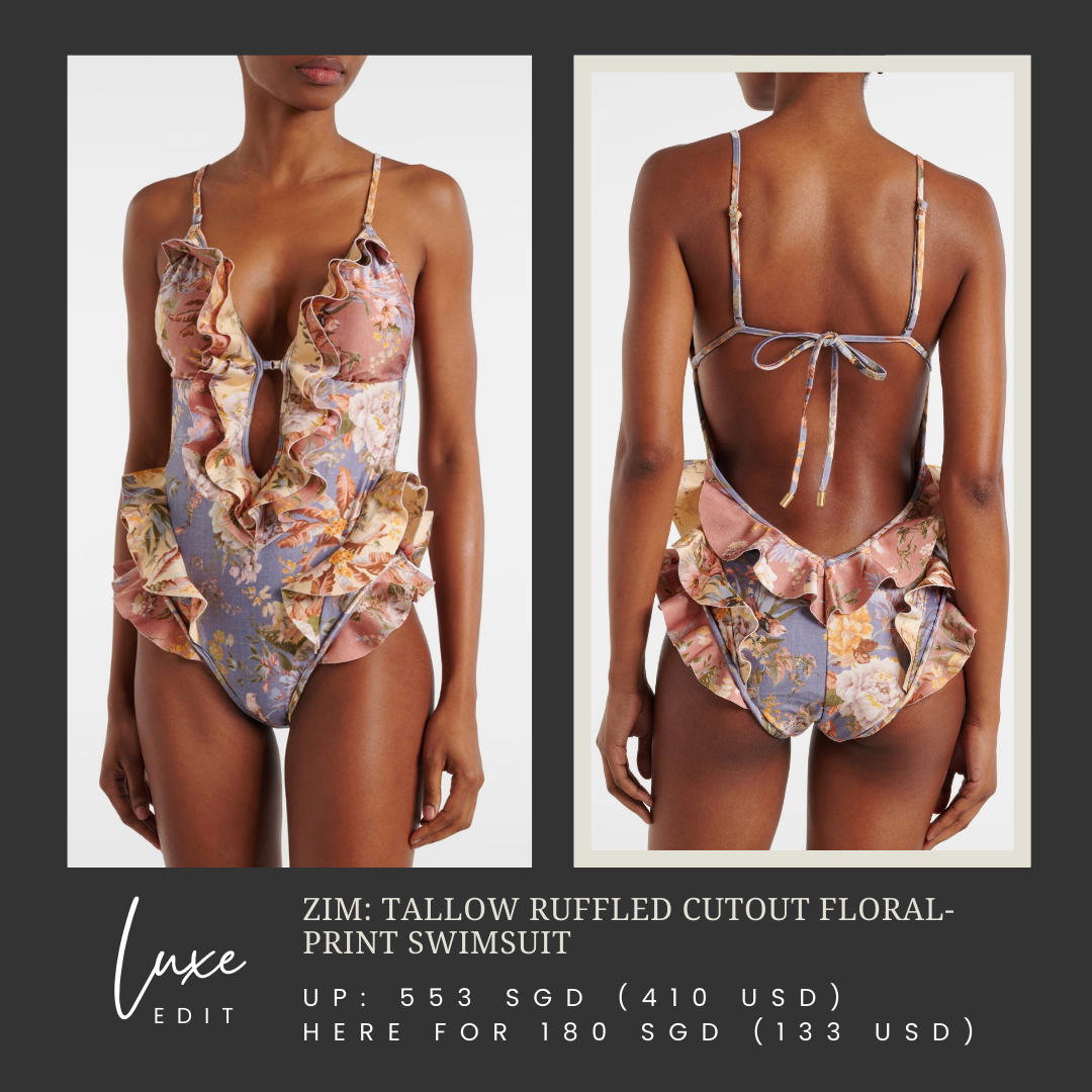 ZM: Tallow ruffled cutout floral-print swimsuit