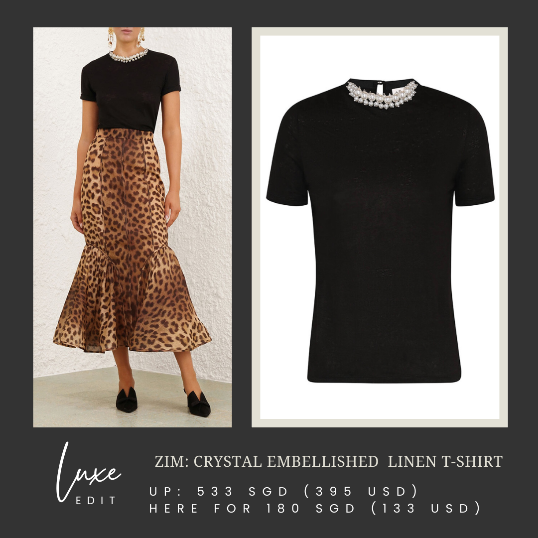 ZM: Crystal Embellished Leopard Print Linen T-Shirt