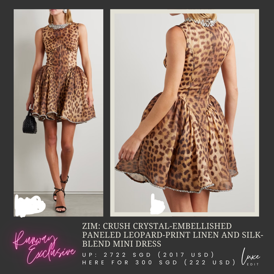 ZM: Crush crystal-embellished paneled leopard-print linen and silk-blend mini dress