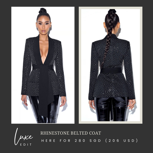 Rhinestone belted coat