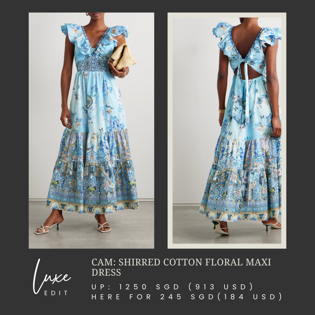 CAM: Shirred floral cotton maxi dress