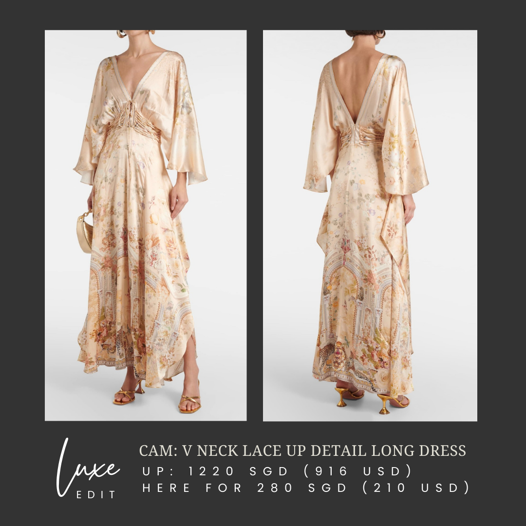 CAM: V neck lace up detail long dress