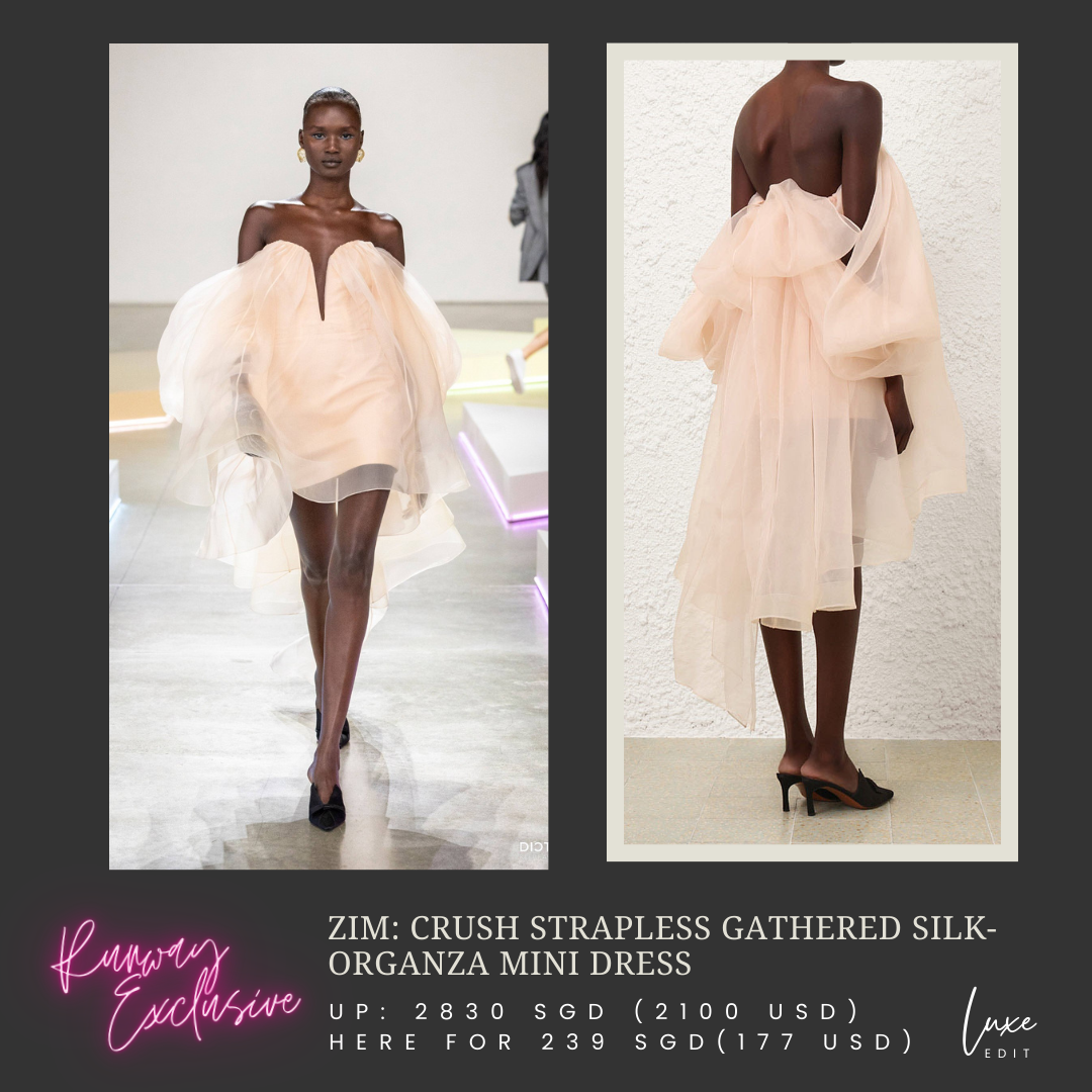 ZM: Crush strapless gathered silk-organza mini dress