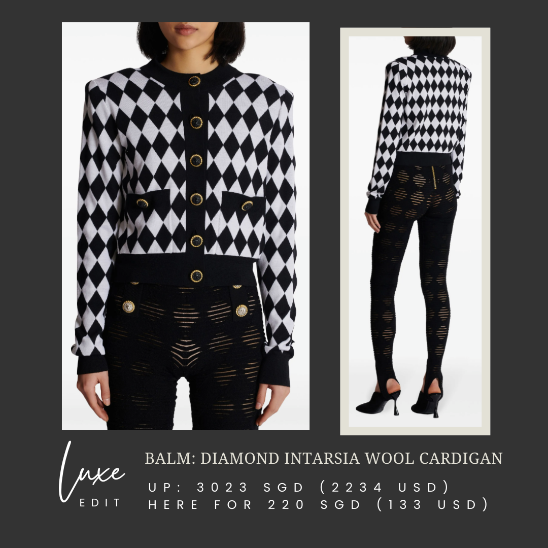 BM: Diamond Intarsia Wool Cardigan
