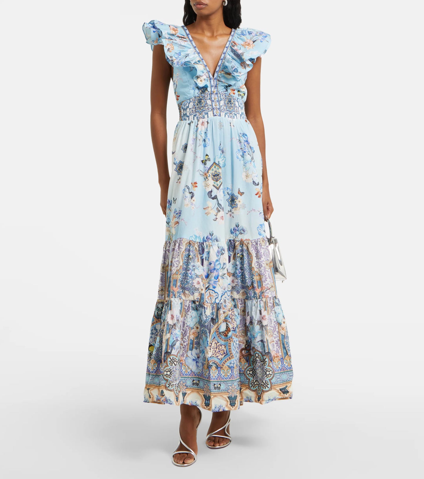 CAM: Shirred floral cotton maxi dress