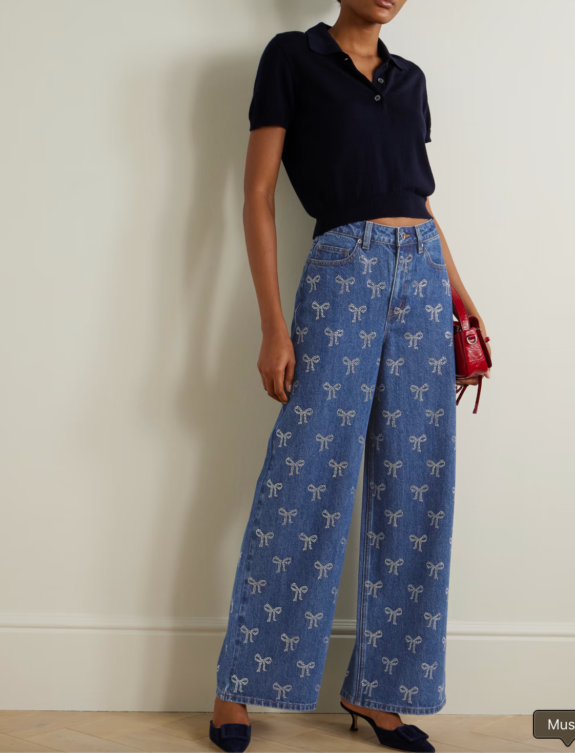 SP: Crystal-embellished high-rise wide-leg jeans