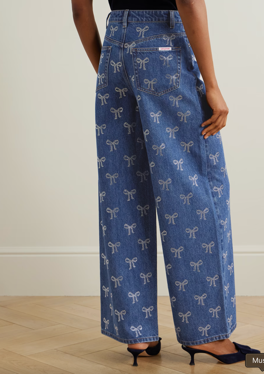 SP: Crystal-embellished high-rise wide-leg jeans