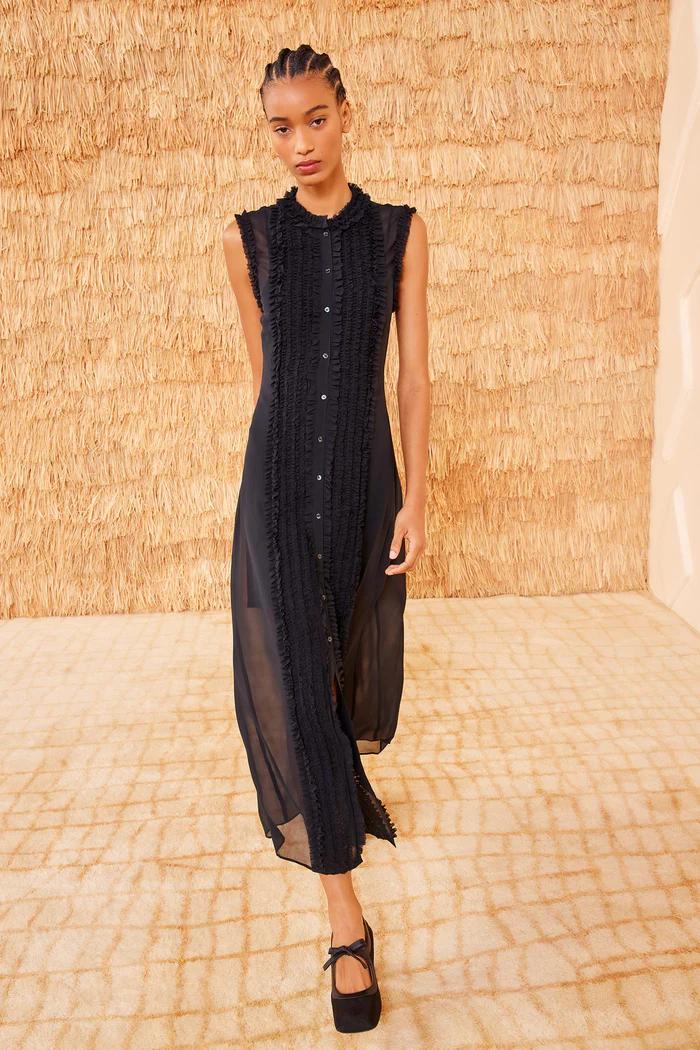 UJ: Claudine Sleeveless silk dress with ruffles&nbsp;