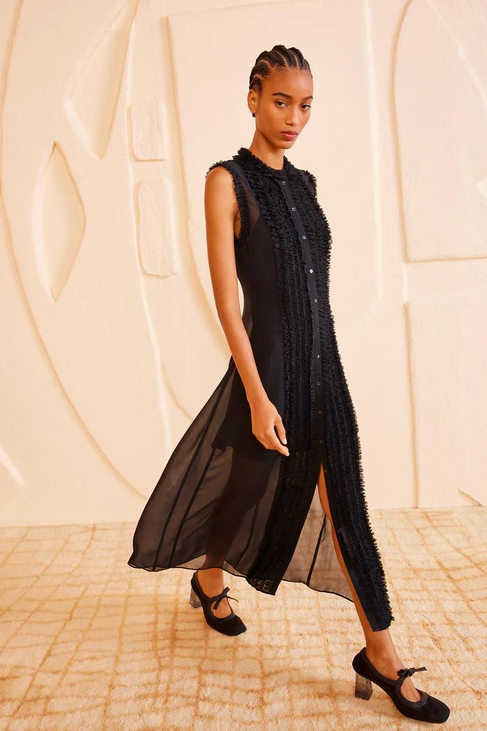 UJ: Claudine Sleeveless silk dress with ruffles&nbsp;