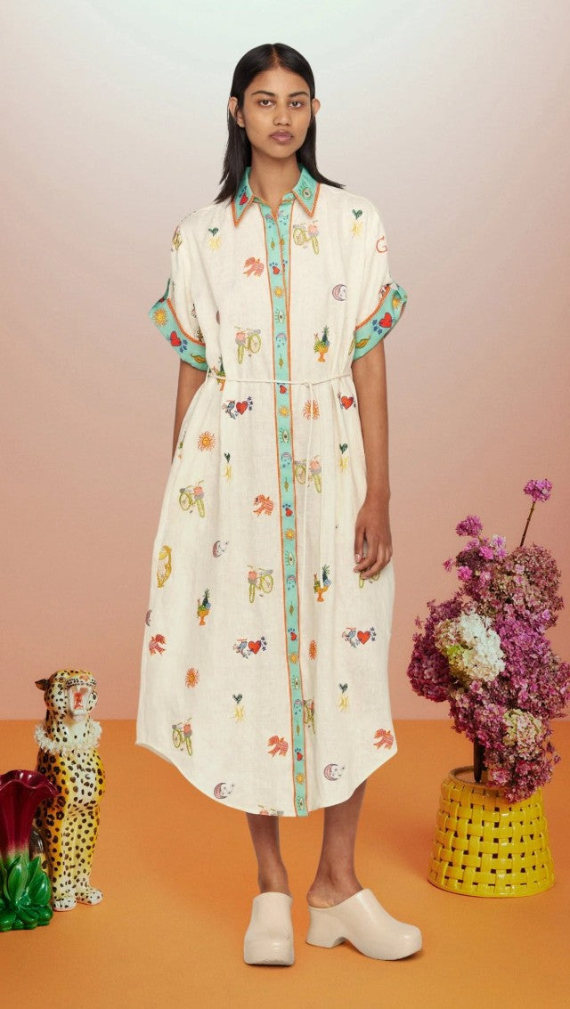 ALM: PREORDER / AVAIL MAR - Holiday Go-To embroidered shirtdress