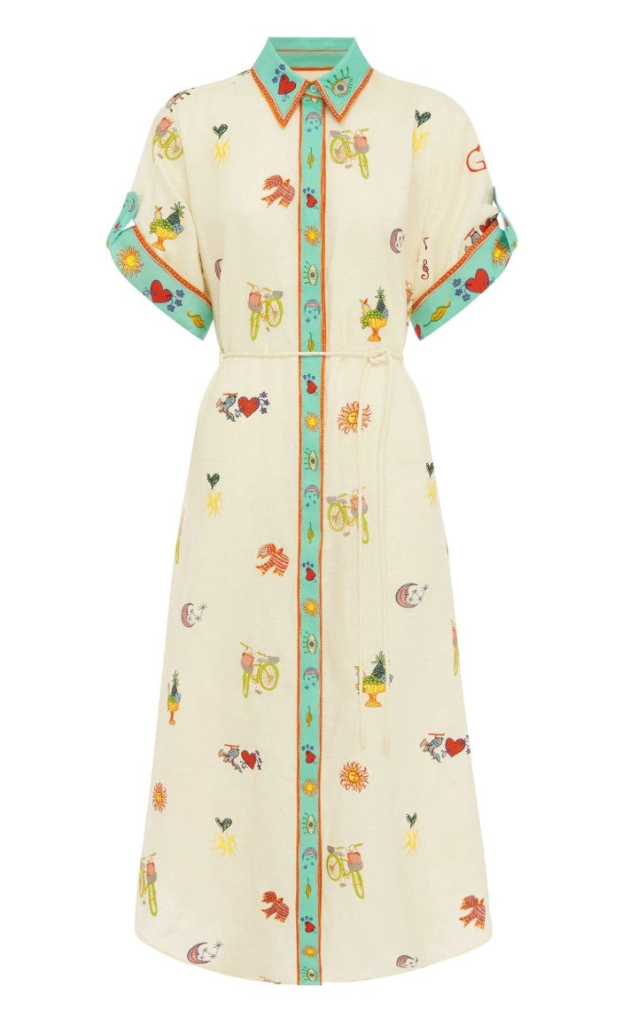 ALM: PREORDER / AVAIL MAR - Holiday Go-To embroidered shirtdress