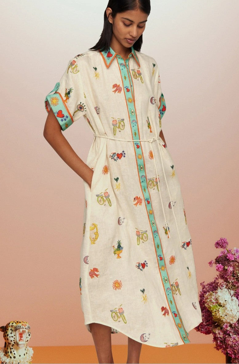 ALM: PREORDER / AVAIL MAR - Holiday Go-To embroidered shirtdress