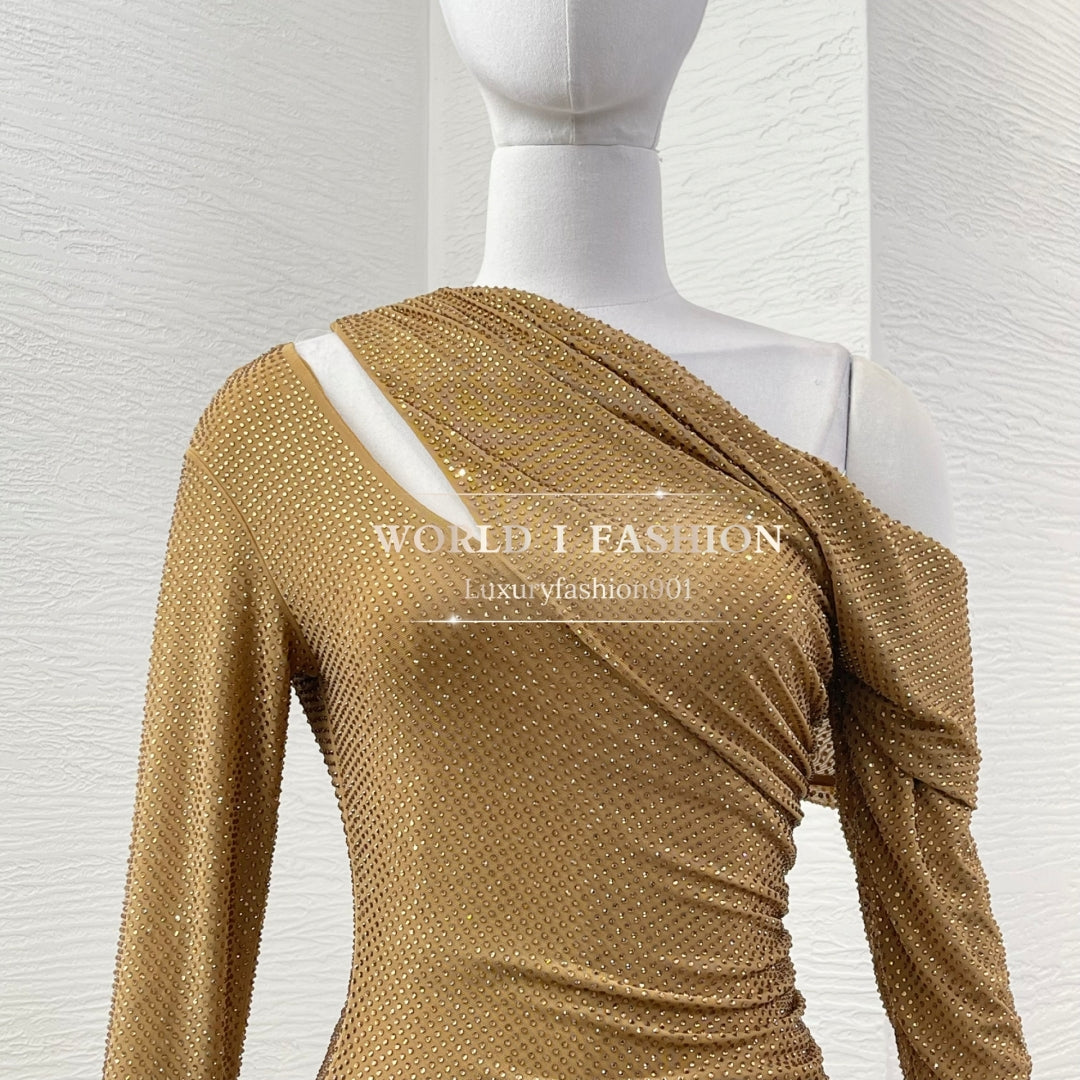 SP: Brown Rhinestone cutout top