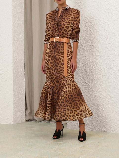 ZM: Crush Panelled Pencil Skirt leopard print