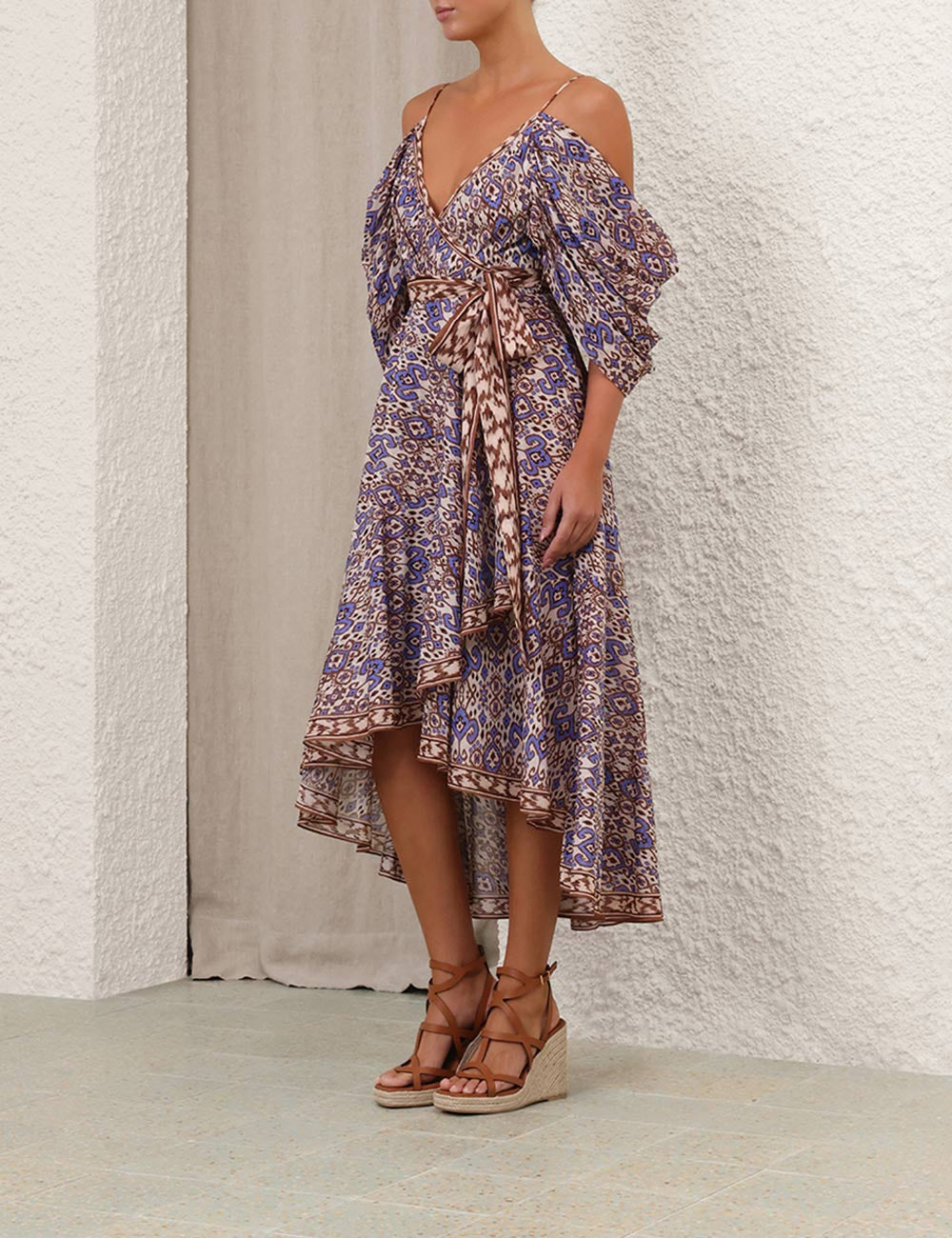 ZM: Wylie Wrap Midi Dress in Cornflower Ikat