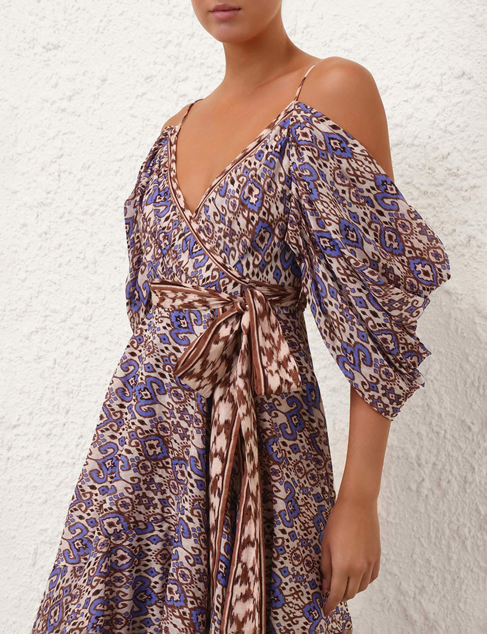 ZM: Wylie Wrap Midi Dress in Cornflower Ikat