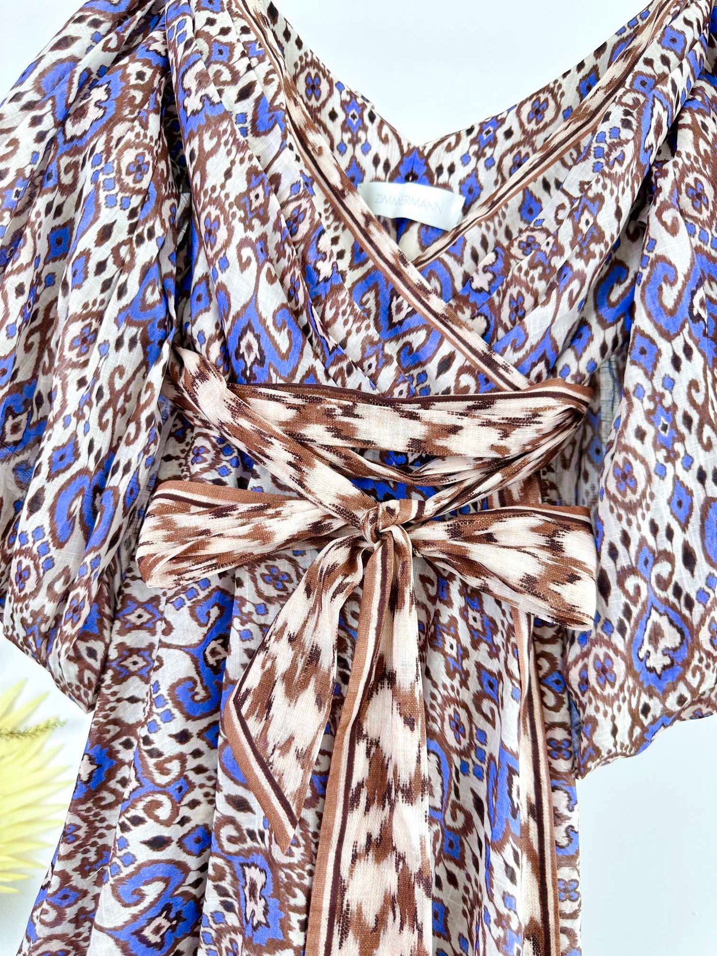 ZM: Wylie Wrap Midi Dress in Cornflower Ikat