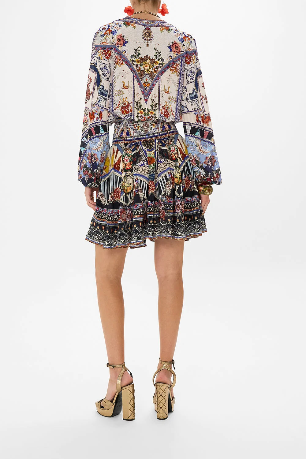 CAM: My Folk Art Heart Shirred Relaxed Short Dress