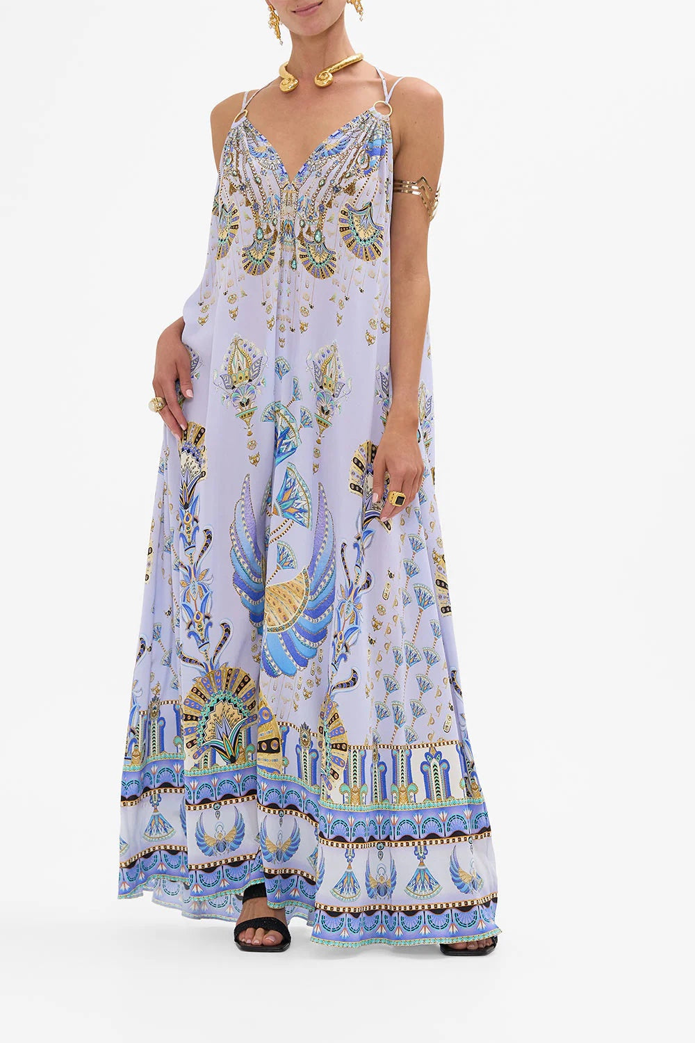 CAM: Under Scarab Skies ring detail strap dress