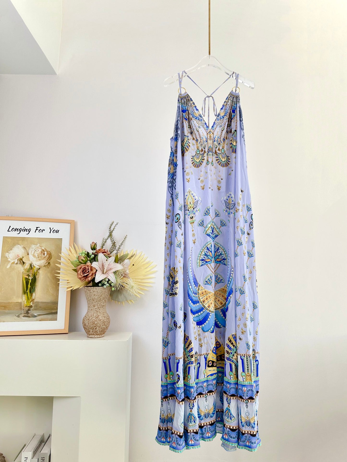 CAM: Under Scarab Skies ring detail strap dress