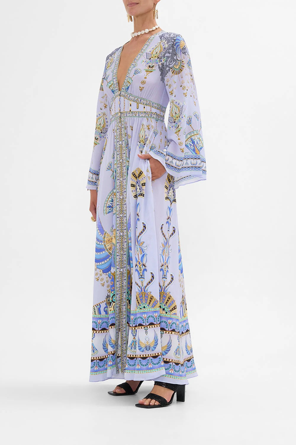 CAM: Under Scarab Skies kimono sleeve dress with shirring detail