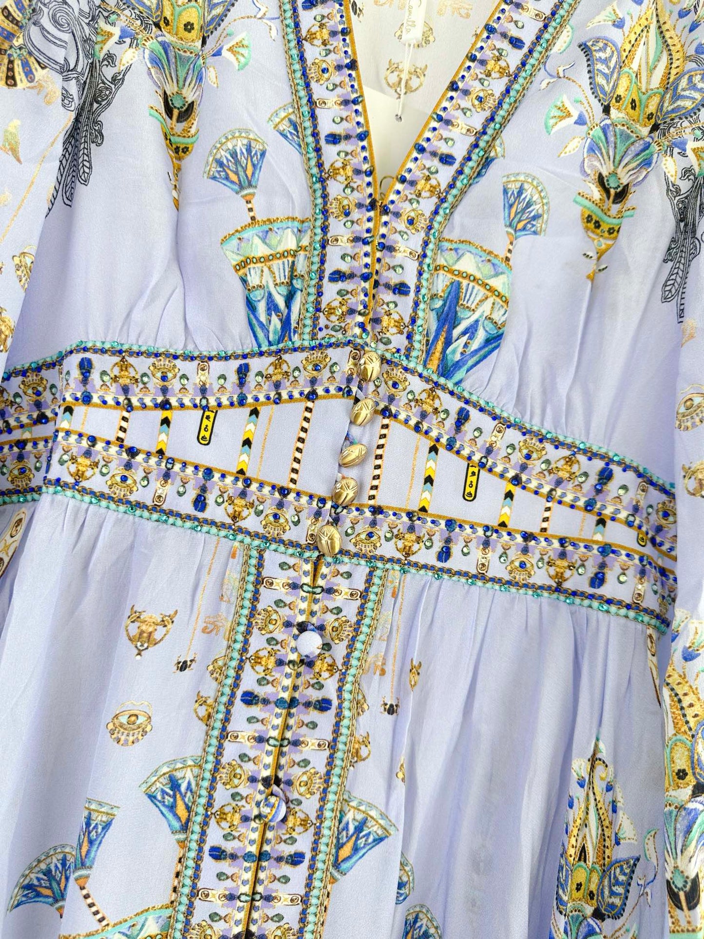 CAM: Under Scarab Skies kimono sleeve dress with shirring detail