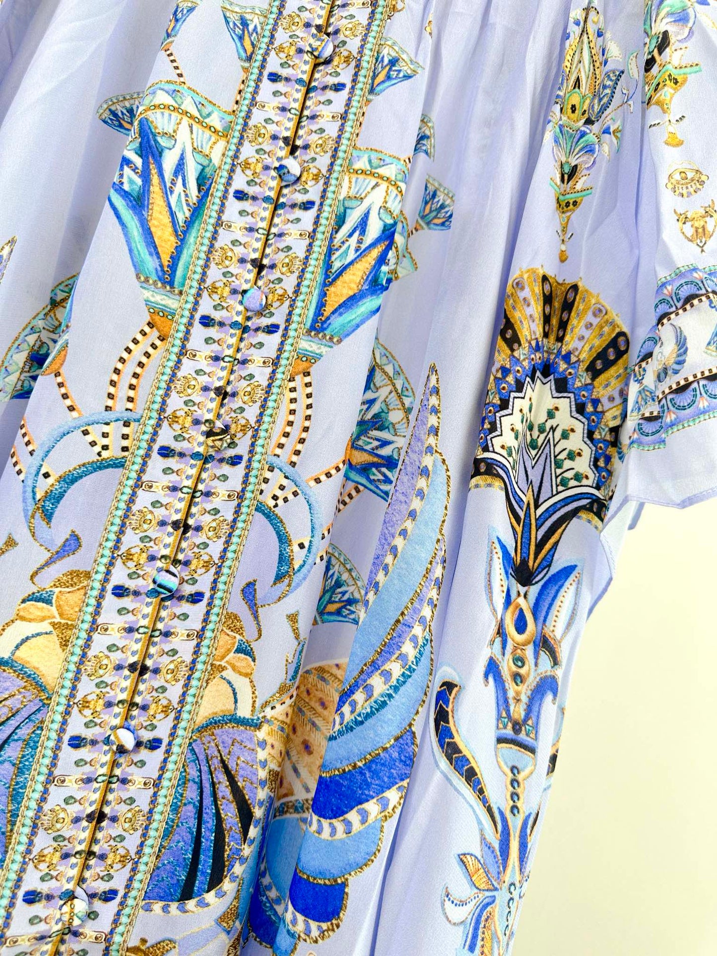 CAM: Under Scarab Skies kimono sleeve dress with shirring detail