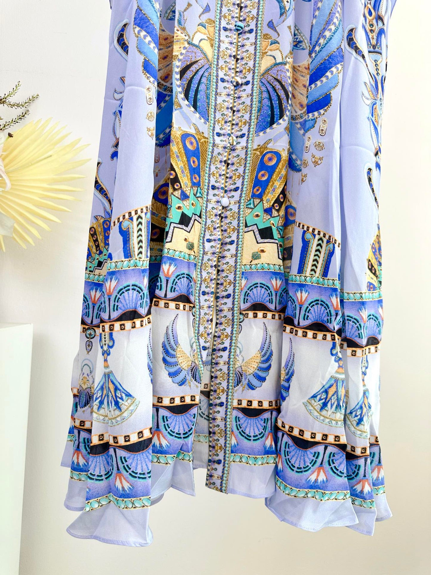 CAM: Under Scarab Skies kimono sleeve dress with shirring detail