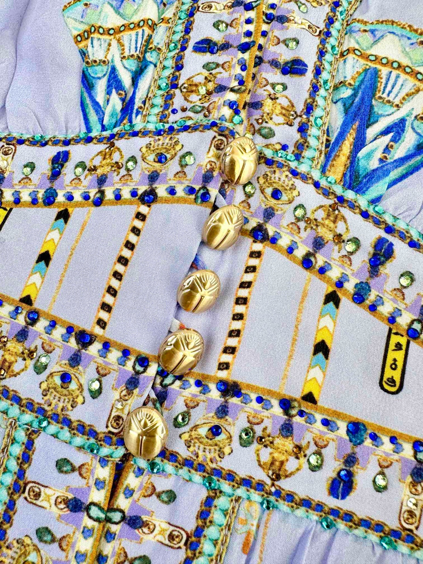 CAM: Under Scarab Skies kimono sleeve dress with shirring detail