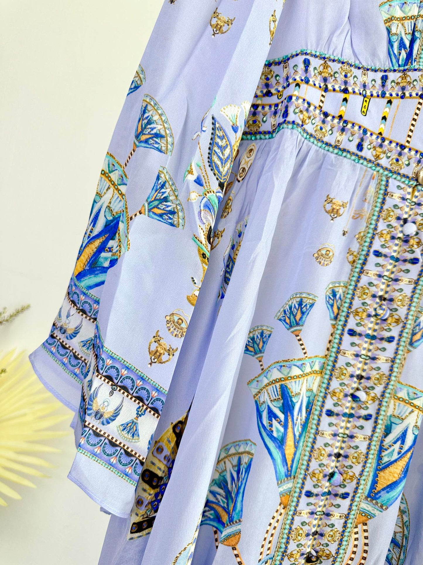 CAM: Under Scarab Skies kimono sleeve dress with shirring detail