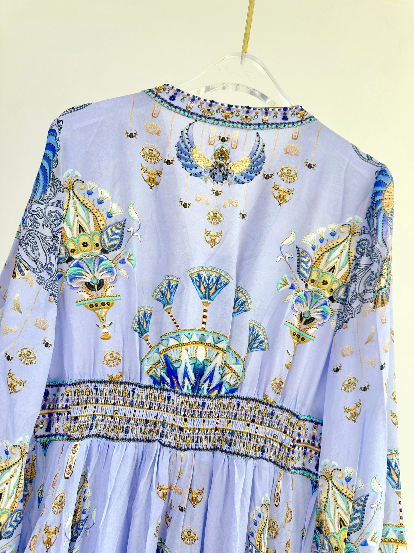 CAM: Under Scarab Skies kimono sleeve dress with shirring detail