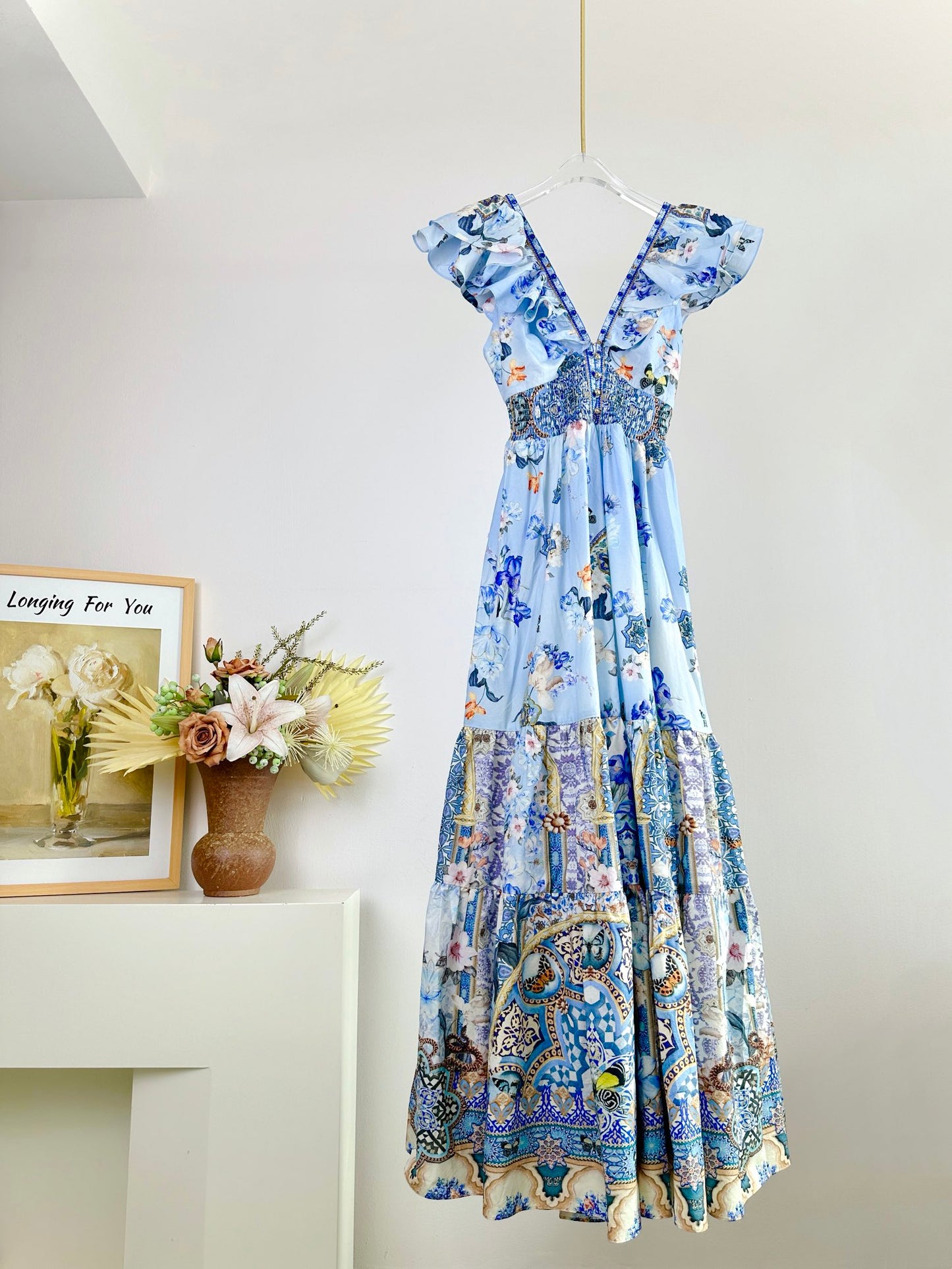 CAM: Shirred floral cotton maxi dress