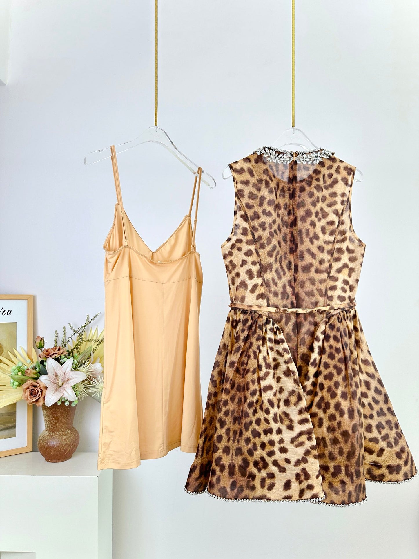 ZM: Crush crystal-embellished paneled leopard-print linen and silk-blend mini dress