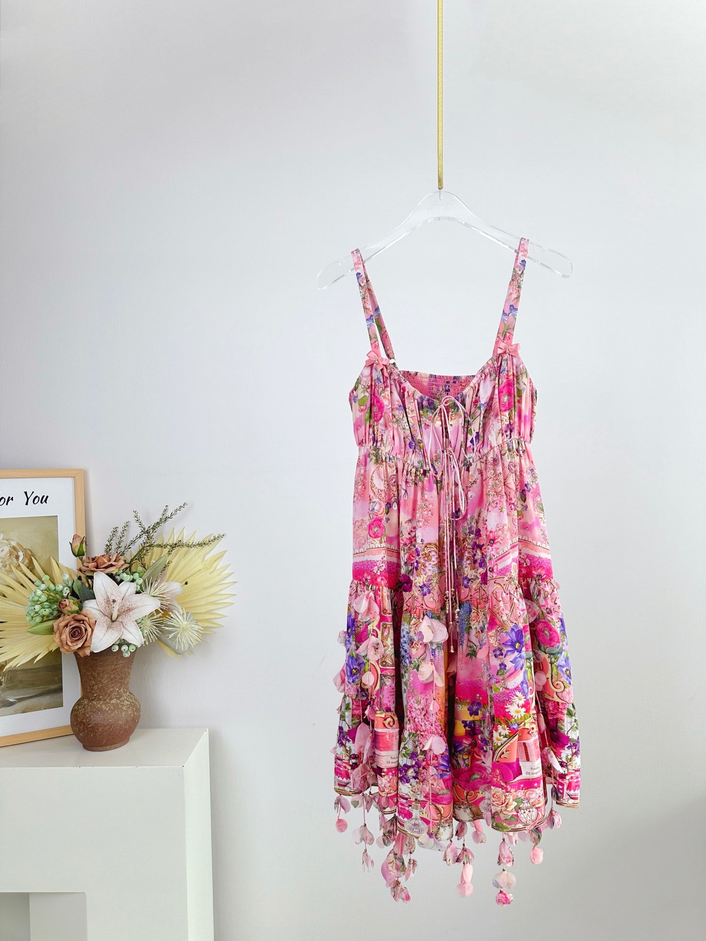 CAM: Floral-appliqué gathered silk crêpe minidress