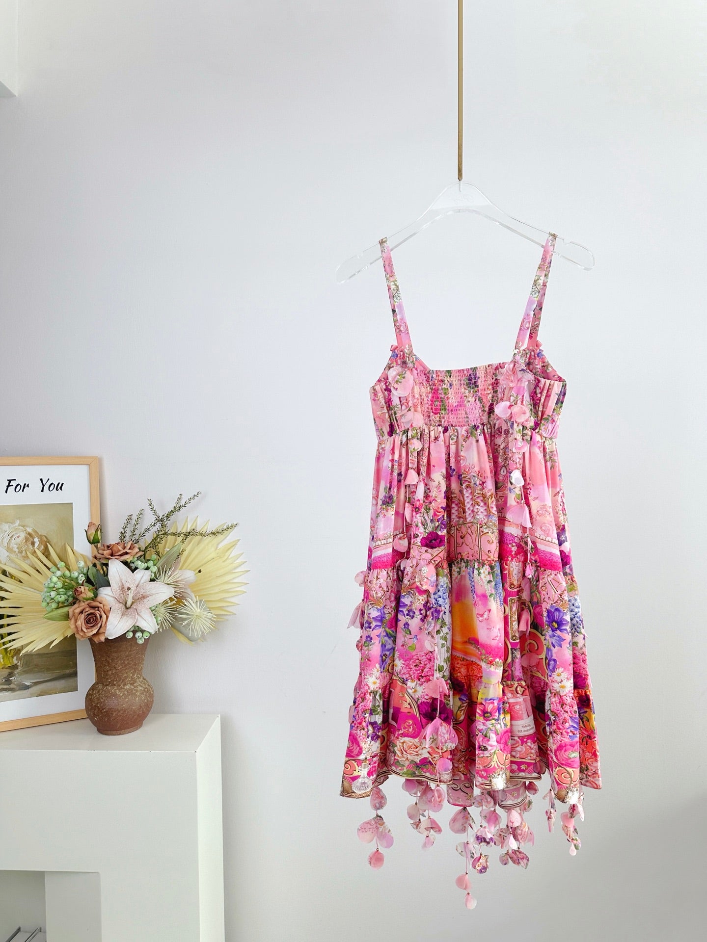 CAM: Floral-appliqué gathered silk crêpe minidress