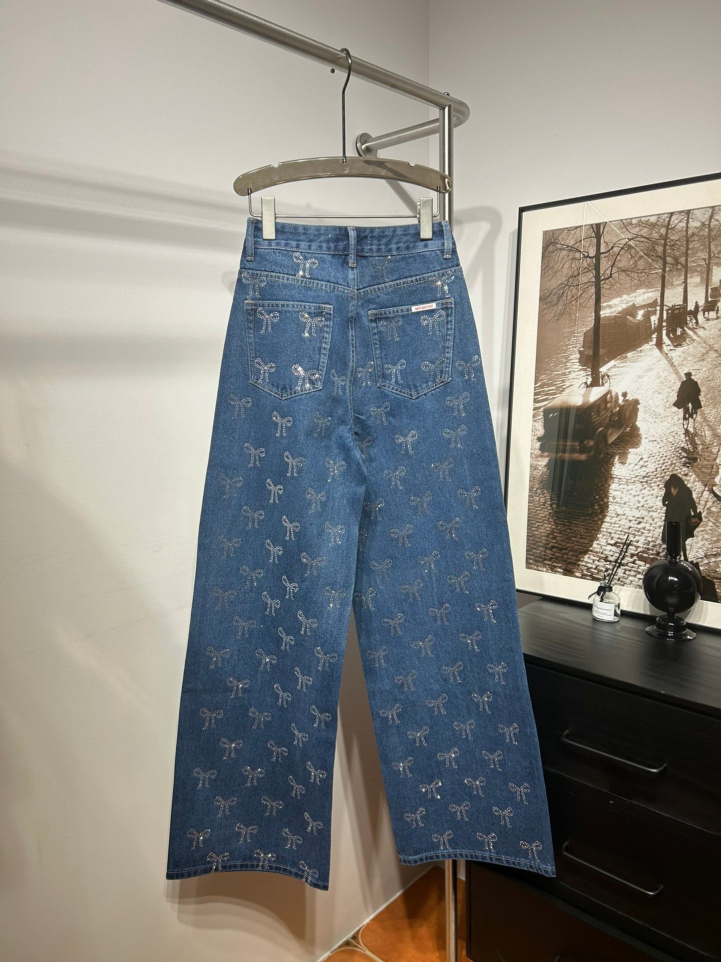 SP: Crystal-embellished high-rise wide-leg jeans
