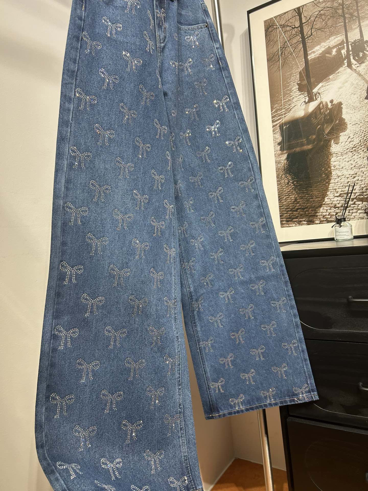 SP: Crystal-embellished high-rise wide-leg jeans